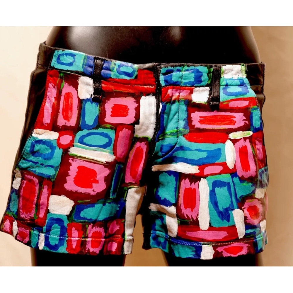 One of a kind rag & bone hand painted leather short size 26